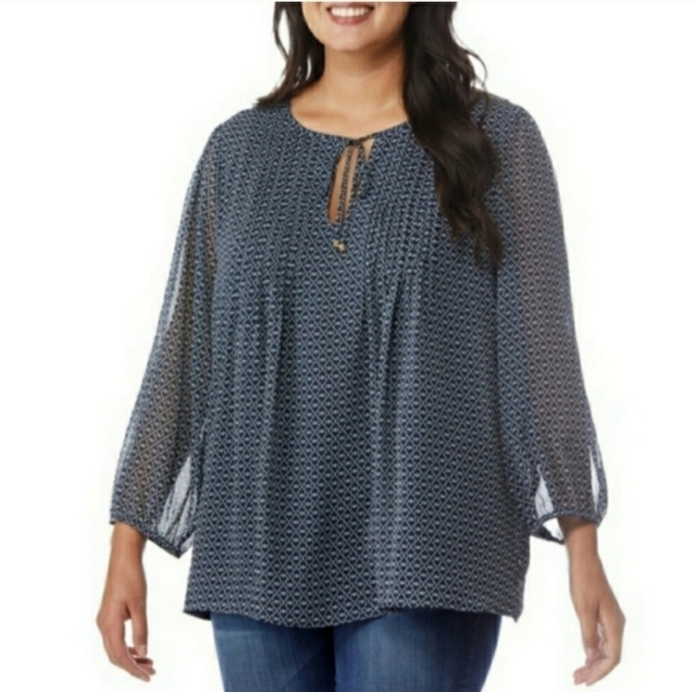Tommy Hilfiger Printed Top W/ Pintuck Detail